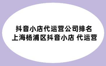 抖音小店代运营公司排名 上海杨浦区抖音小店 代运营